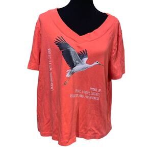 Upcycled Hand Printed 2X Ukraine Flag Stork Bird Peace Slava Ukraini Artist Tee